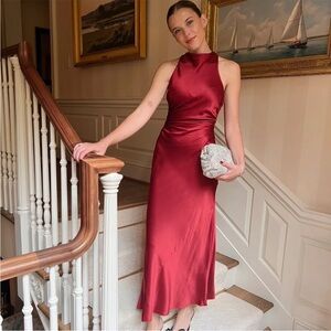 Reformation Red Satin Dress